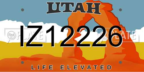 IZ12226 Utah License Plate
