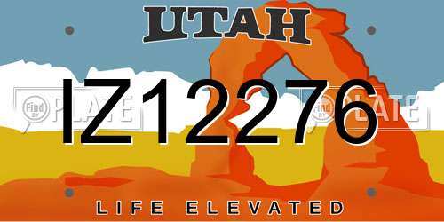 IZ12276 Utah License Plate