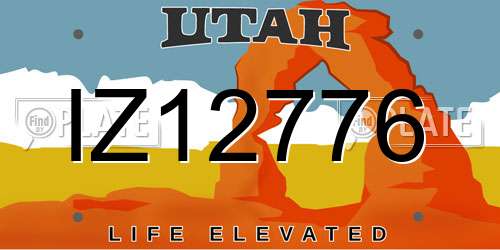 IZ12776 Utah License Plate