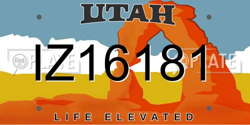 IZ16181 Utah License Plate