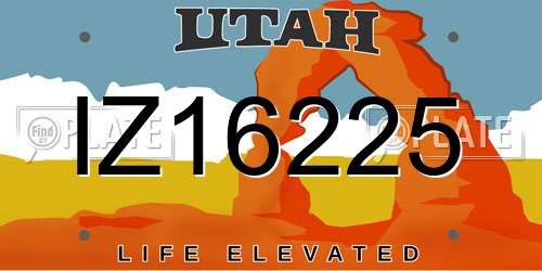 IZ16225 Utah License Plate