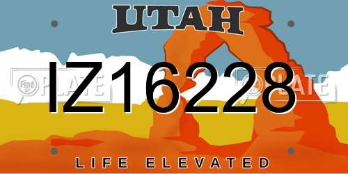 IZ16228 Utah License Plate