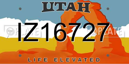 IZ16727 Utah License Plate