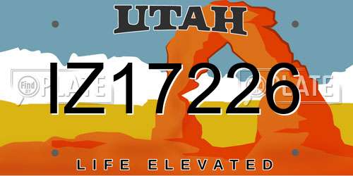 IZ17226 Utah License Plate