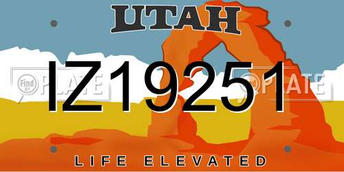 IZ19251 Utah License Plate