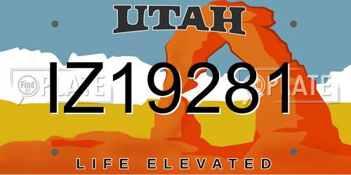 IZ19281 Utah License Plate