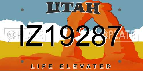IZ19287 Utah License Plate