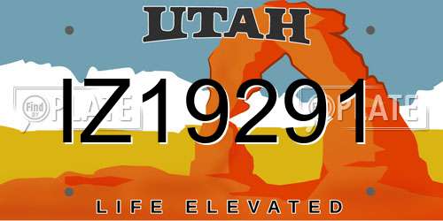 IZ19291 Utah License Plate