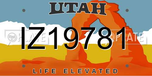 IZ19781 Utah License Plate