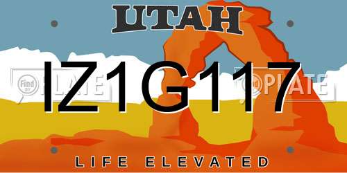 IZ1G117 Utah License Plate