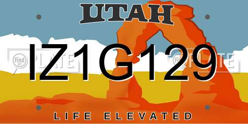 IZ1G129 Utah License Plate