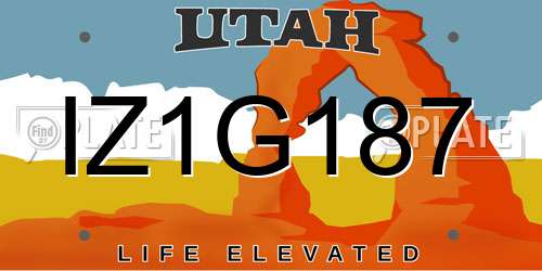 IZ1G187 Utah License Plate