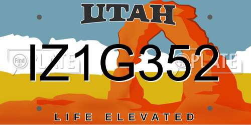 IZ1G352 Utah License Plate