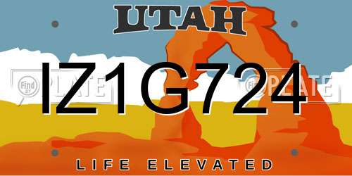 IZ1G724 Utah License Plate