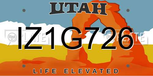 IZ1G726 Utah License Plate