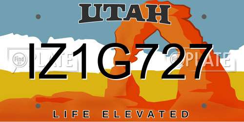 IZ1G727 Utah License Plate