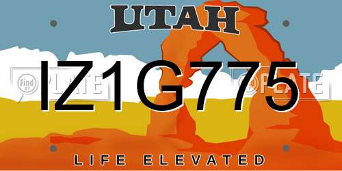 IZ1G775 Utah License Plate