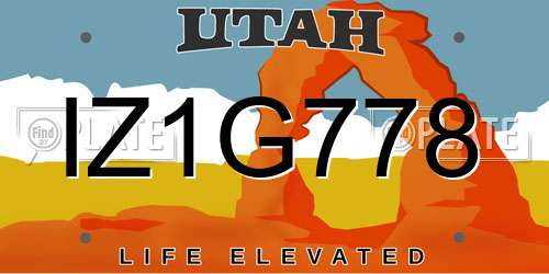 IZ1G778 Utah License Plate