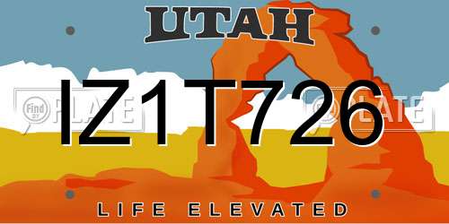 IZ1T726 Utah License Plate