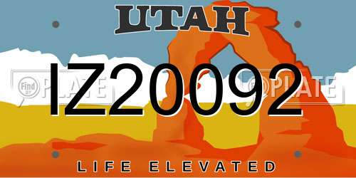 IZ20092 Utah License Plate