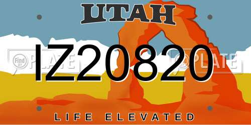 IZ20820 Utah License Plate