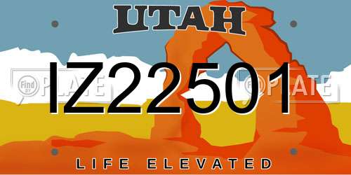 IZ22501 Utah License Plate