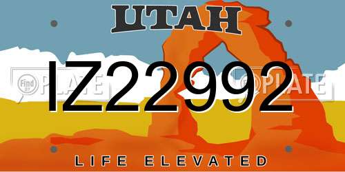 IZ22992 Utah License Plate