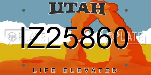 IZ25860 Utah License Plate