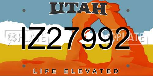 IZ27992 Utah License Plate
