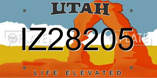 IZ28205 Utah License Plate