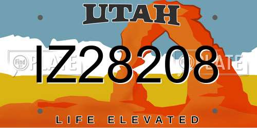 IZ28208 Utah License Plate