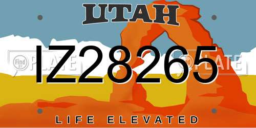 IZ28265 Utah License Plate