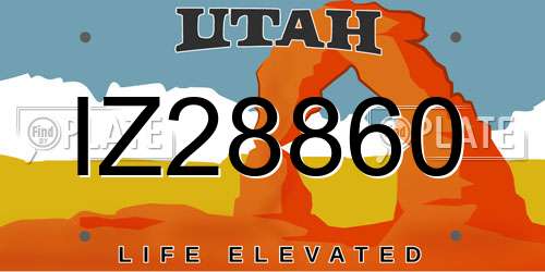 IZ28860 Utah License Plate