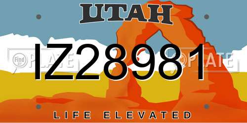IZ28981 Utah License Plate