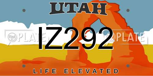 IZ292 Utah License Plate