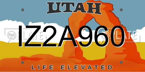 IZ2A960 Utah License Plate