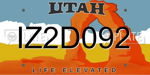 IZ2D092 Utah License Plate