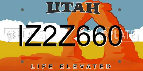 IZ2Z660 Utah License Plate