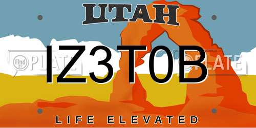 IZ3T0B Utah License Plate