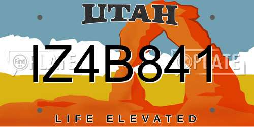 IZ4B841 Utah License Plate