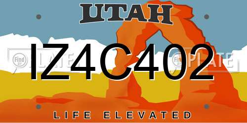 IZ4C402 Utah License Plate