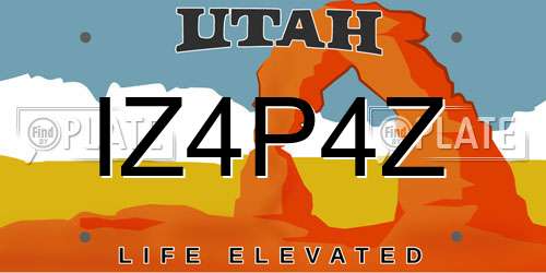 IZ4P4Z Utah License Plate