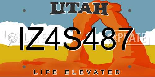 IZ4S487 Utah License Plate