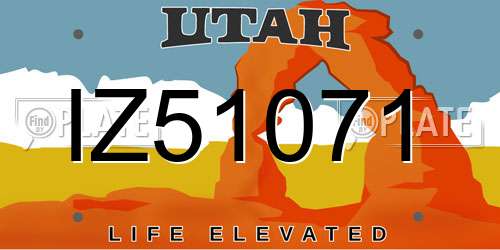 IZ51071 Utah License Plate