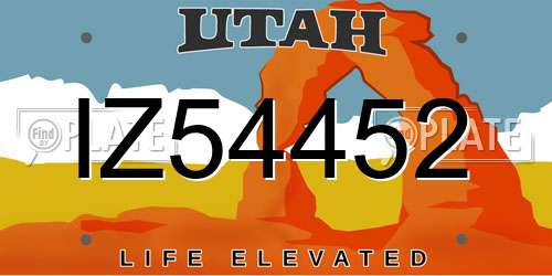 IZ54452 Utah License Plate