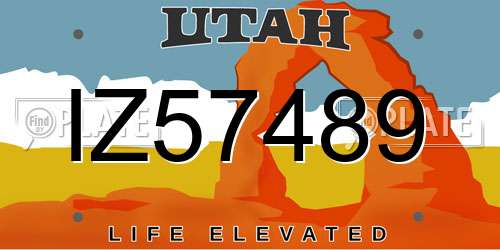 IZ57489 Utah License Plate
