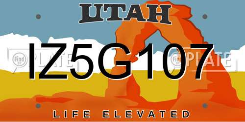 IZ5G107 Utah License Plate