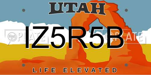 IZ5R5B Utah License Plate