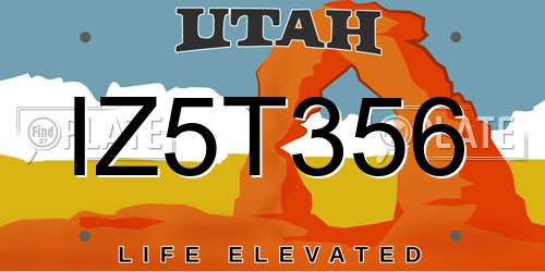 IZ5T356 Utah License Plate