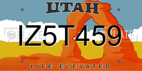 IZ5T459 Utah License Plate